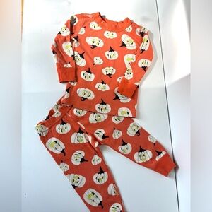 🎃Hanna Anderson Halloween Pumpkin Orange PJ set Boys or Girls Size 2T